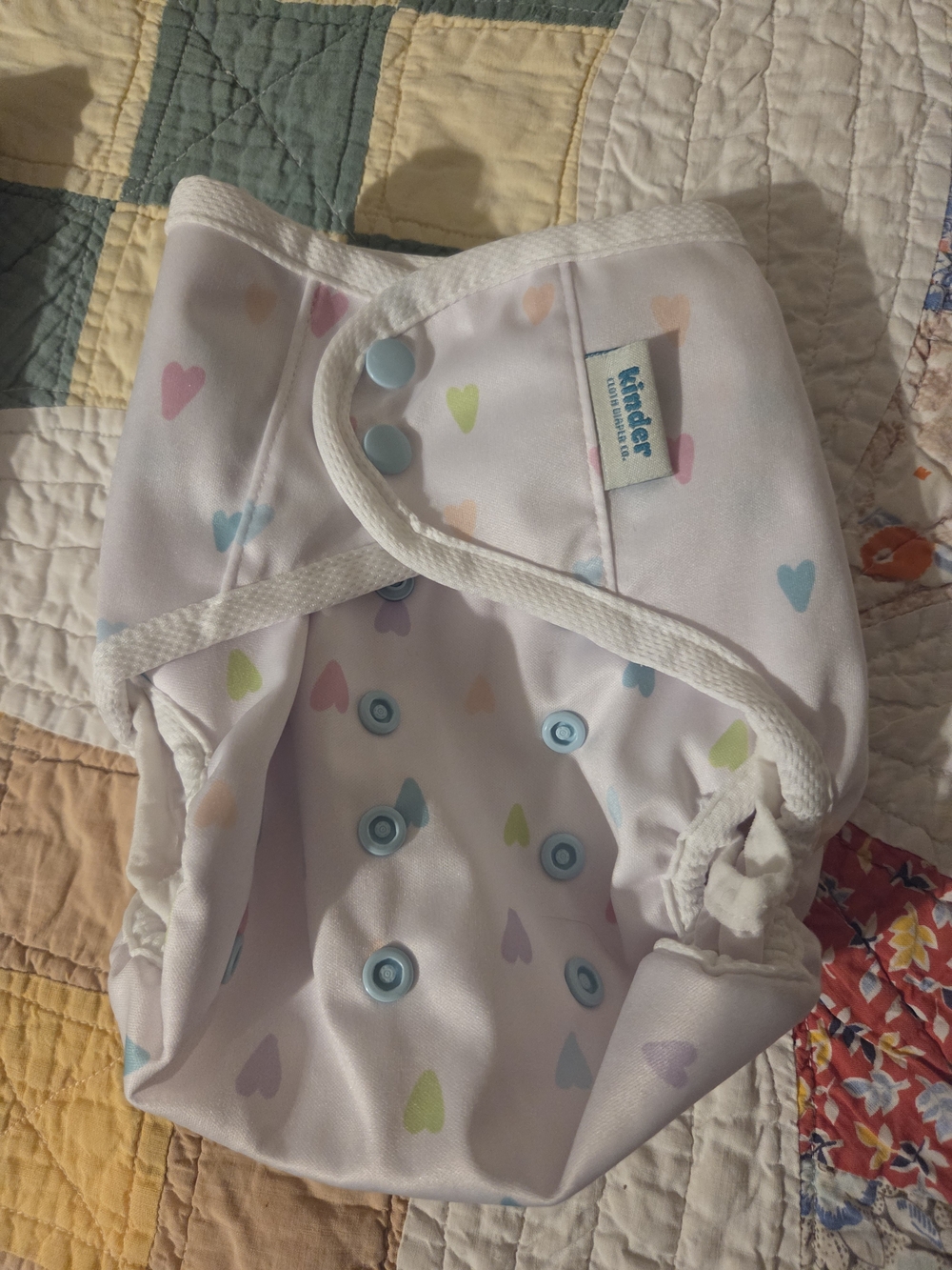 White & Colorful Heart Kinder Reusable Cloth Diaper Cover V1 Kids Eco Friendly